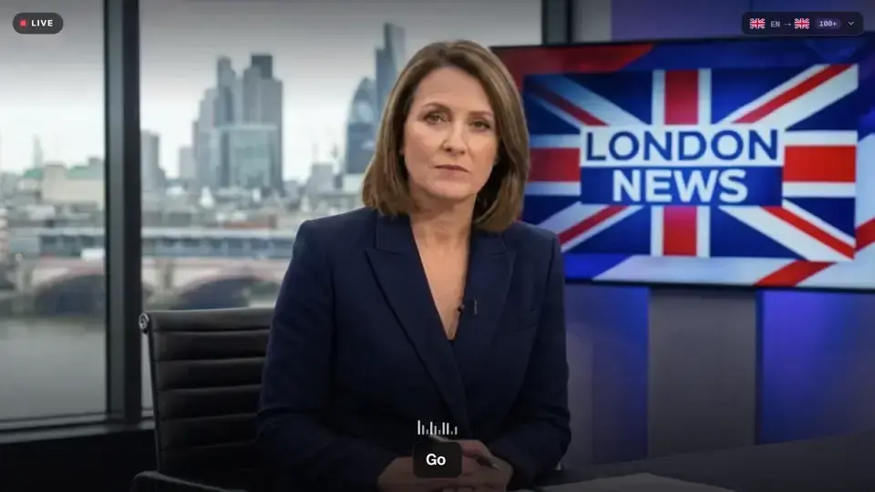 Live news broadcast with PAI Subtitles translation controls